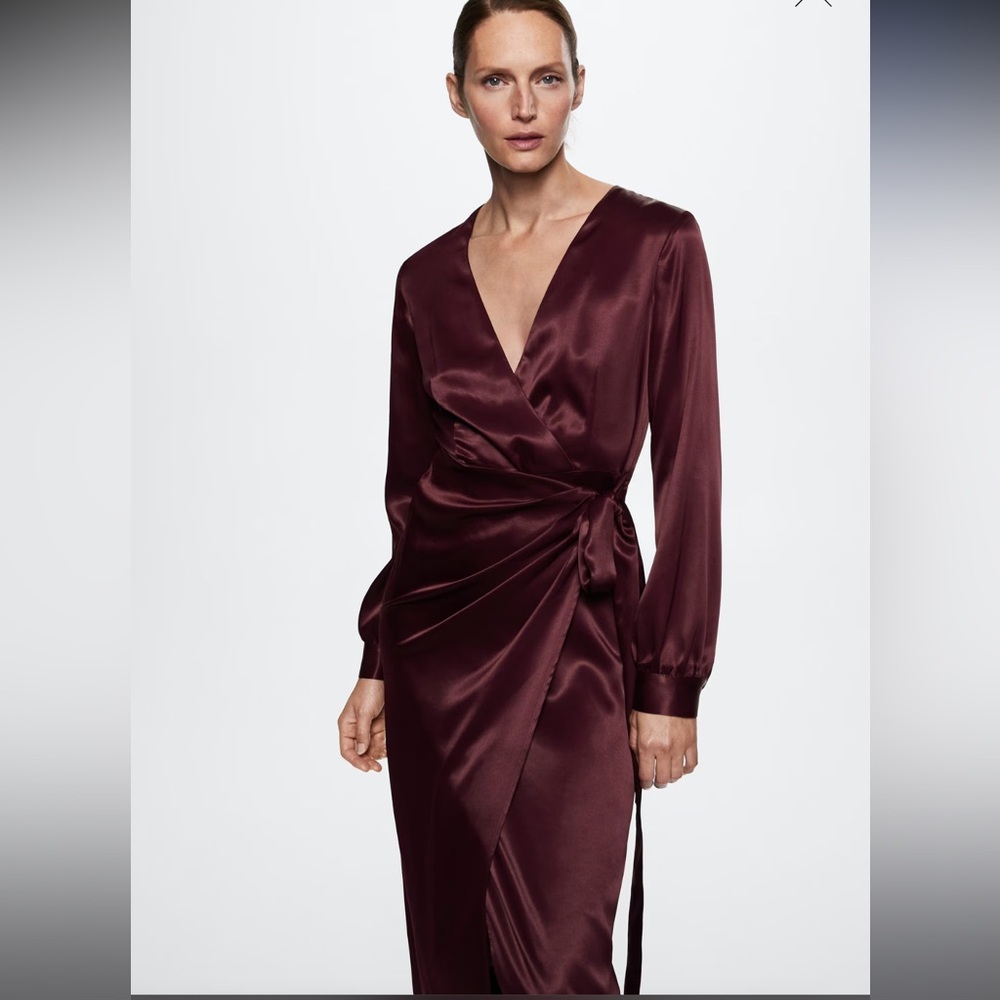 NWT Mango Midi Wrap Tie Dress